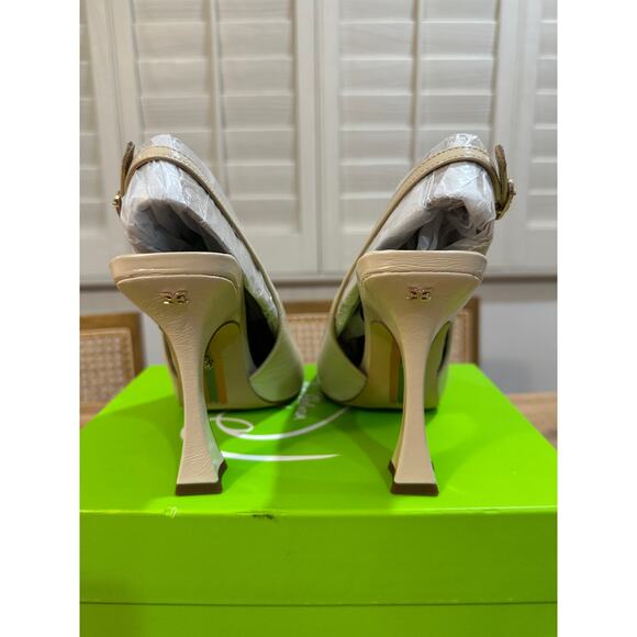 Sam Edelman Odette Heel Alpine Ivory Leather Upper Size 8 NIB Dressy Flared Heel - Picture 9 of 13